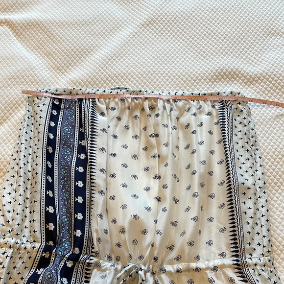 Calypso St. Barth Blue and White Ruched Tie Front Maxi Dress - Picture 5 of 6